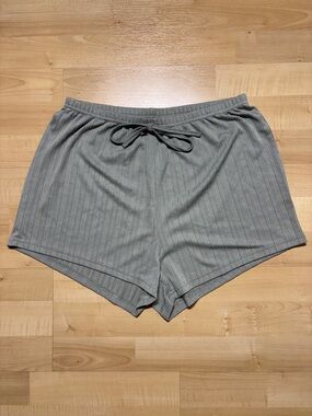 Rib Knit Lounge Shorts - Gray